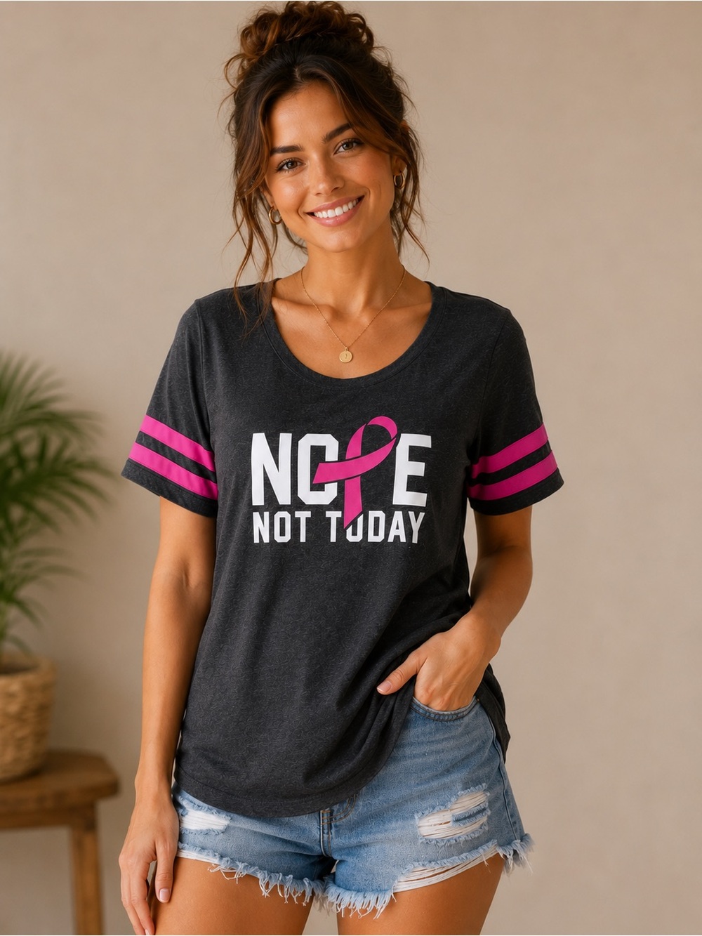 Torrid Super Soft Note Not Today Pink Ribbon Tee Size 00